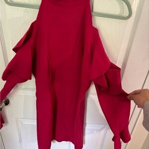 Free People Long Sleeve Dress in Vibrant Pink